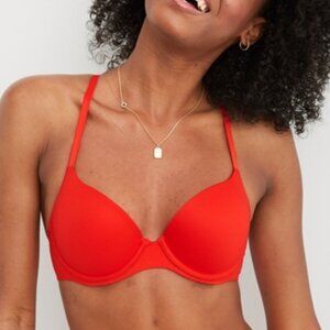 Aerie Real Sunnie Demi Push-Up Strappy Bra Holiday Red 32C